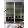thumbnail image 3 of Sage Green Black Plaid Semi Sheer Window Curtains 84 Inches Long, Vintage Star Buffalo Check Rustic Rod Pocket Voile Silky Chiffon Curtain Light Filtering Drapes for Living Room, 52"x84", 2 Panels, 3 of 9