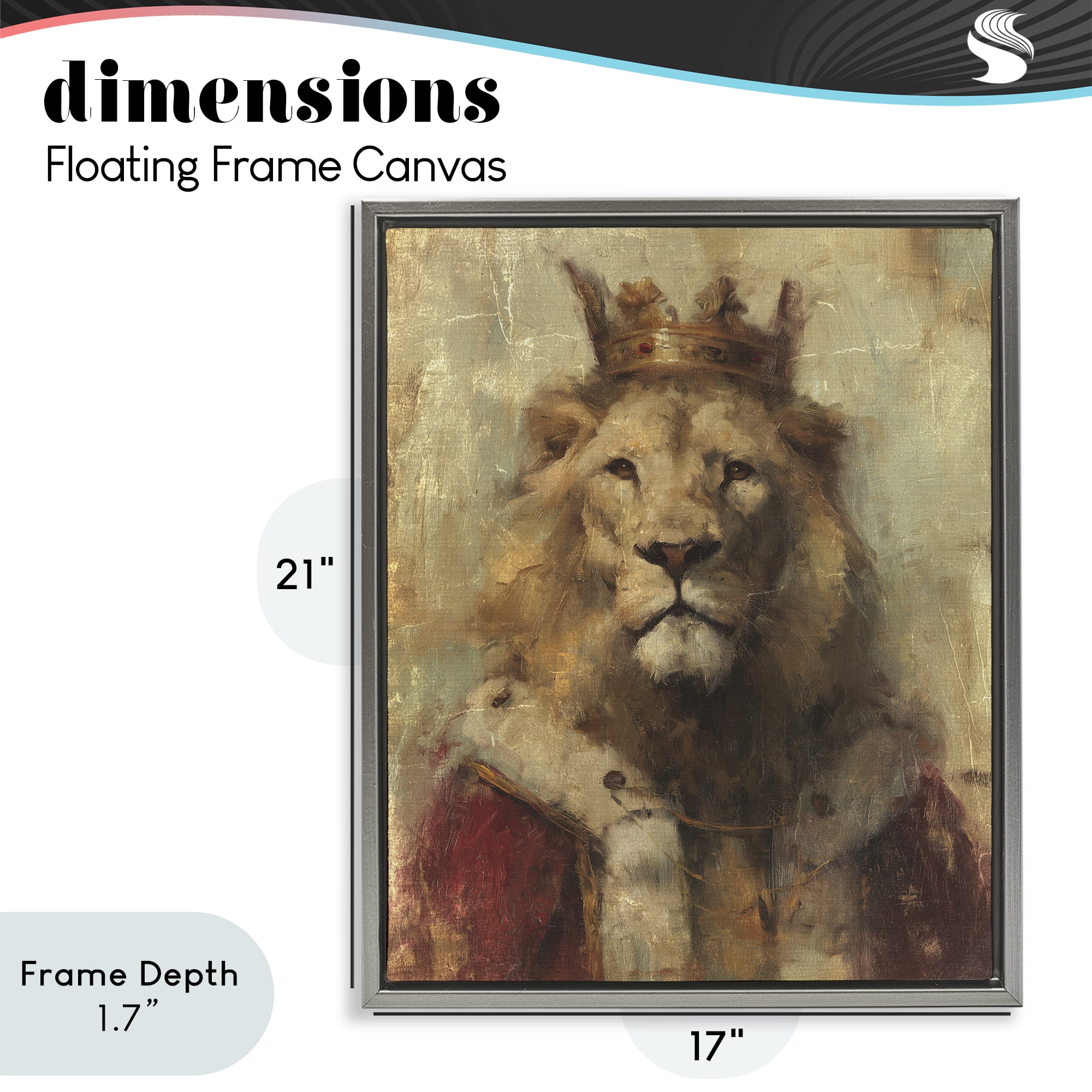 Stupell Industries Regal Lion Sovereign Gray Framed Floater Canvas Wall Art, design by Svetlana Aleynikova