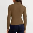 thumbnail image 5 of DuoJiaJ Womens Long Sleeve Turtleneck Crop Tops Basic Slim Fitted Going Out T Shirts Winter Clothes Breathable Sport Tops Brown M, 5 of 5