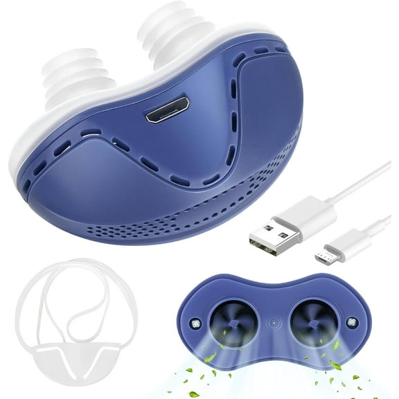 Aorsher Adjustable Airflow Snoring Solution Aids, Electric Anti Snore Device, Soft Silicone Nose Vents for Quiet & Comfortable Night Sleep, Blue