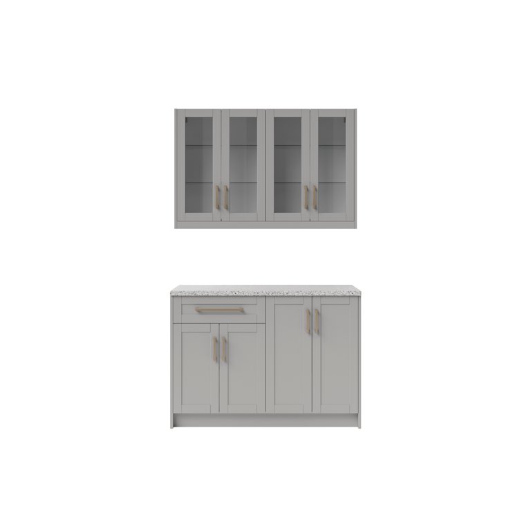 Home Bar 5-Piece 24 in. Cabinet Set with Contemporary Brushed Nickel Handles  