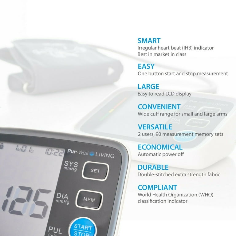 Greater Goods Smart Pro-Series Blood Pressure Monitor (BT), Upper Arm Smart  BPM With Large Backlit LCD, Premium Hardware