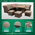 thumbnail image 5 of VIVIJASON 7-Pieces Powder Coated Steel Modern Design Outdoor Conversation Sets with Ottoman, Brown, 5 of 7
