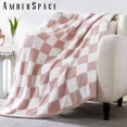 thumbnail image 6 of Amberspace Checkered Knit Throw,Pink,50"*70", 6 of 8