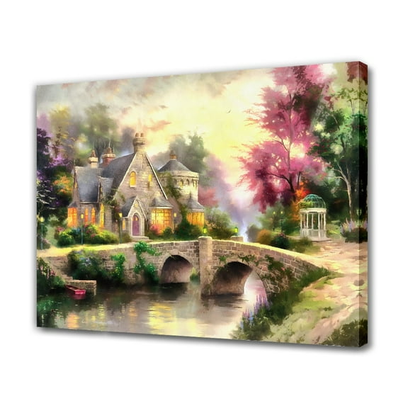 Lamplight Manor Oil Painting Poster Decorative Painting Canvas Wall Art Living Room Posters Bedroom Painting,Frame-style,12x18inch(30x45cm)