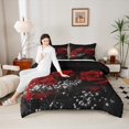 thumbnail image 4 of Manfei 3D Red Rose Queen Comforter Set, Flower Floral Bedding Comforter Set, Romantic Couple Valentines Day Reversible Bedding Set, Super Cozy Room Decor, 3-Piece, 4 of 8