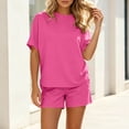 thumbnail image 3 of FRSASU 2 Piece Pajamas Set for Women Short Sleeve Shirt with Shorts Sleepwear Set Comfy Loungewear Pj Sets Hot Pink, 3 of 8