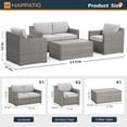 thumbnail image 6 of HAPPATIO 4-Piece Wicker Patio Conversation Set with Beige Cushions, 6 of 6