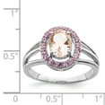 thumbnail image 2 of White Sterling Silver Ring Band Gemstone Morganite Sapphire (Colors) Pink, 2 of 2