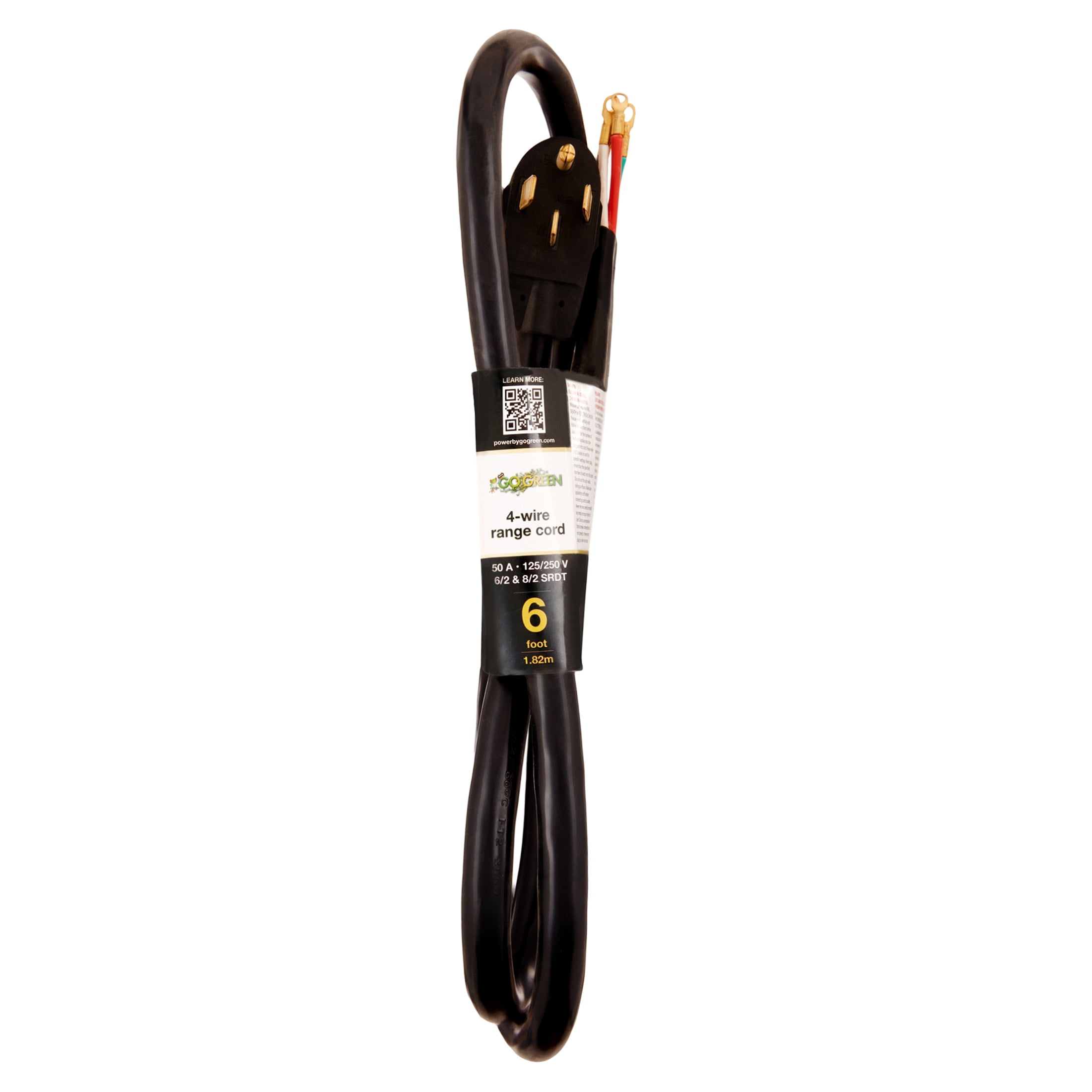 GoGreen Power (GG-27206) 6' 4-Wire Range Cord, 50 Amp, 6 Ft