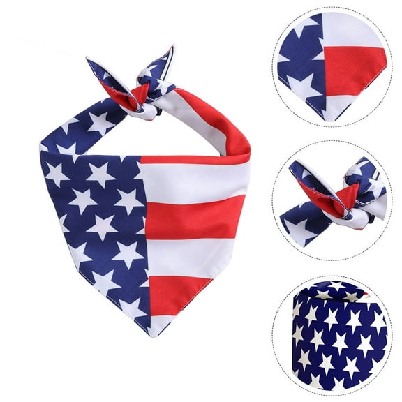IBASETOY 1Pack Independence Day Dog Bandana Triangle Polyester American Flag Colors