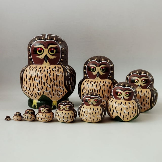 MesaSe 10pcs Animal Pattern Wooden Nesting Toys Russian Nesting Dolls Matryoshka Stacking Dolls