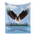thumbnail image 1 of Eagle Soft Flannel Fleece Throw Blanket, American National Bald Falcon Bird Landscape Pattern, Cozy Plush for Indoor and Outdoor Use, 60" x 80", Pale Sky Blue Dark Brown, by Ambesonne, 1 of 5