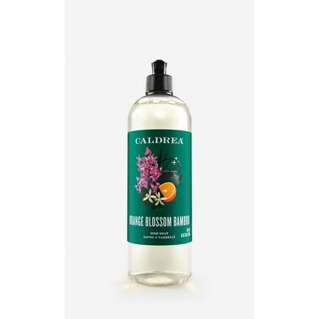 Caldrea Dish Soap, Dishwashing Liquid Made with Soap Bark, Aloe Vera, Orange Peel and Ylang Ylang Flower Essential Oils, Orange Blossom Bamboo Scent, 16 oz