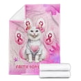 thumbnail image 2 of Faith Love Hope Manx Breast Cancer Awareness Survivor Cozy Fleece Blanket Cat Lover Kitten Owner Gifts Warm Soft Throw Blanket - 02017, 2 of 5