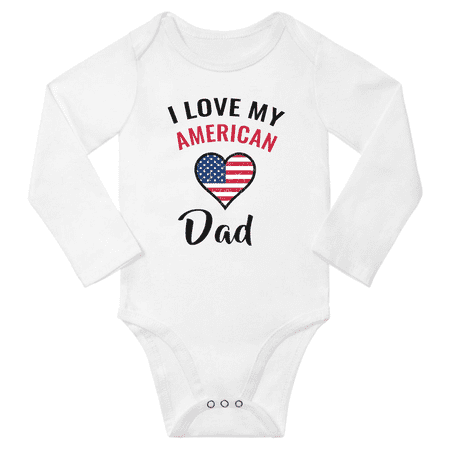 

I Love My American Dad Baby Long Slevve Romper Bodysuit (White 3-6 Months)