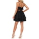 thumbnail image 3 of Vestido de tirantes espagueti INSPIRE CHIC para mujer, sin espalda, con lazo, volantes en capas, estilo A-line, mini vestido de fiesta XL negro, 3 of 6