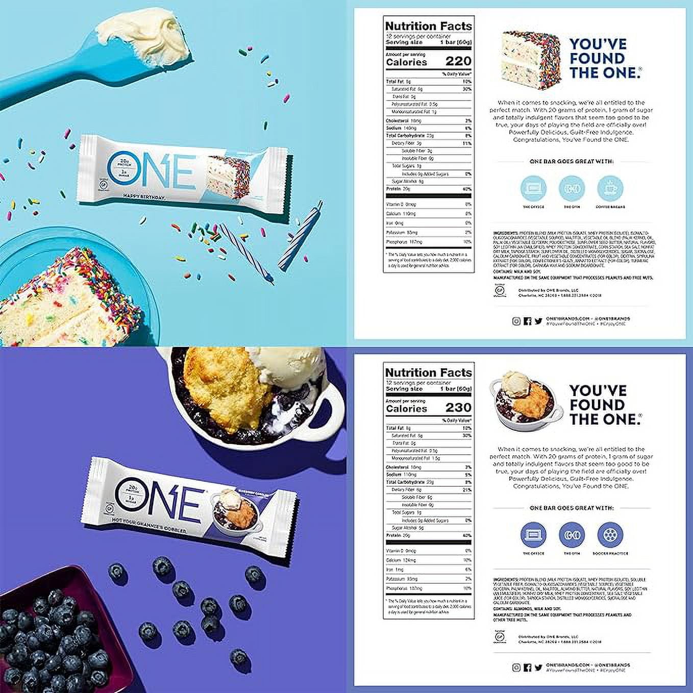 One Protein Bars, Variety Pack Sampler, Gluten Free 20g Protein and Only 1g Sugar, 2.12 oz Bars (10 Pack)