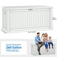 thumbnail image 3 of Dextrus 260 Gallon Large Deck Box, Outdoor Storage Box with Flexible Divider for Garden Tools,  Lockable&Waterproof (White), 3 of 5