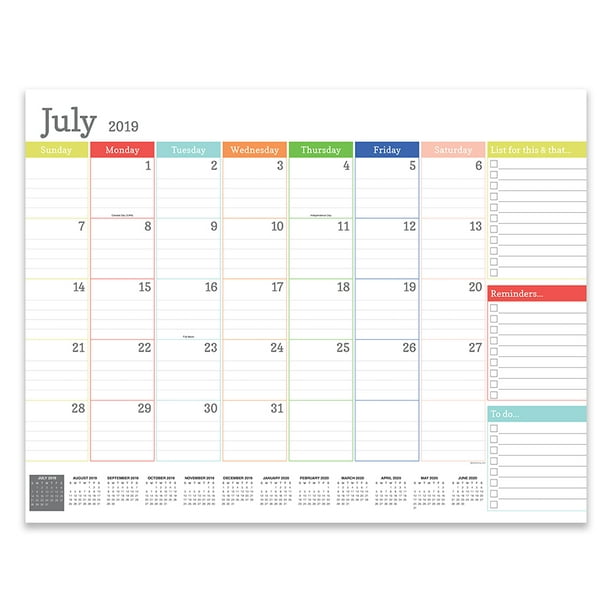 July 2019 June 2020 Rainbow Blocks Large Desk Pad Monthly