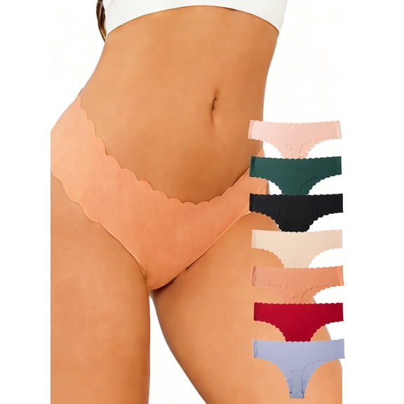 GaaiKei 7 Pack Women No Show Thongs Seamless Thongs Panties for Women Silky Invisible Panties Underwear