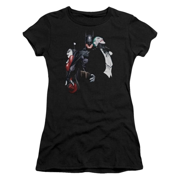 Batman Joker Harley Choke S/S Junior Women's T-Shirt Sheer Black