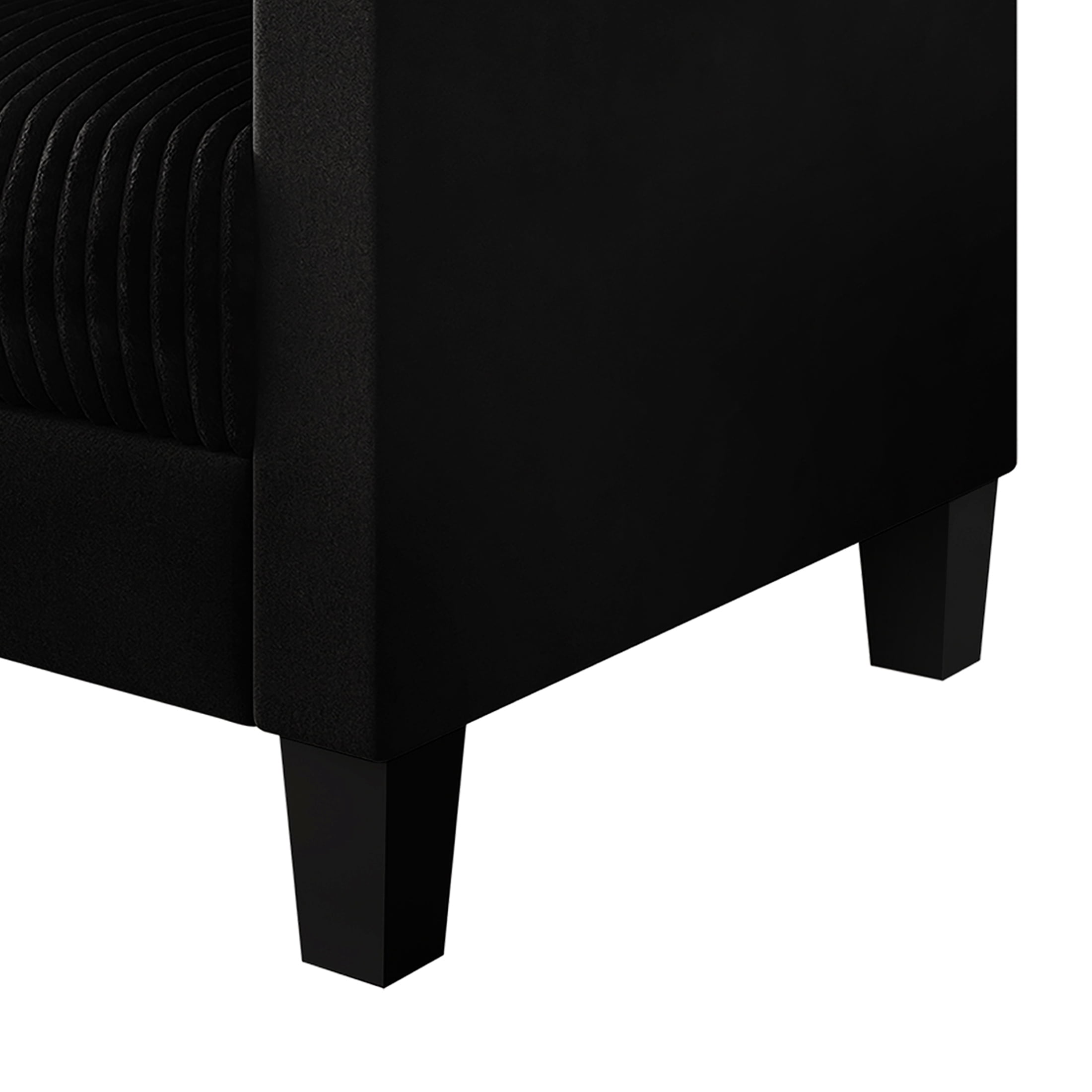 Castle Place Contemporary Corduroy Velvet Sofa, Black