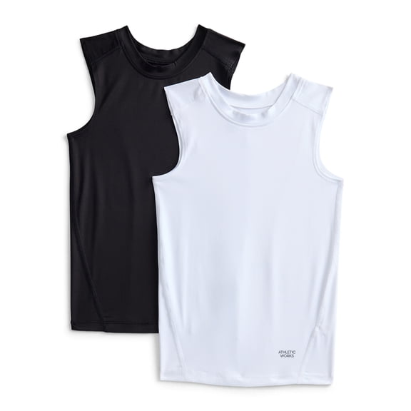 Athletic Works Boys Compression Tank Tops, 2-Pack, Sizes 4-18