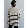 thumbnail image 2 of Women Striped Drop‑Shoulder Half Zip‑Up Knit Sweater, Loose Casual Long‑Sleeve Top, 2 of 6