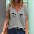 thumbnail image 1 of Blouse d'Été à Manches Courtes Grande Taille pour Femmes T-Shirt d'Été Décontracté et Tendance à Col en V pour Femmes Hauts Imprimés à Manches Courtes T-Shirt à Col en V pour Femmes en Liquidation, 1 of 3