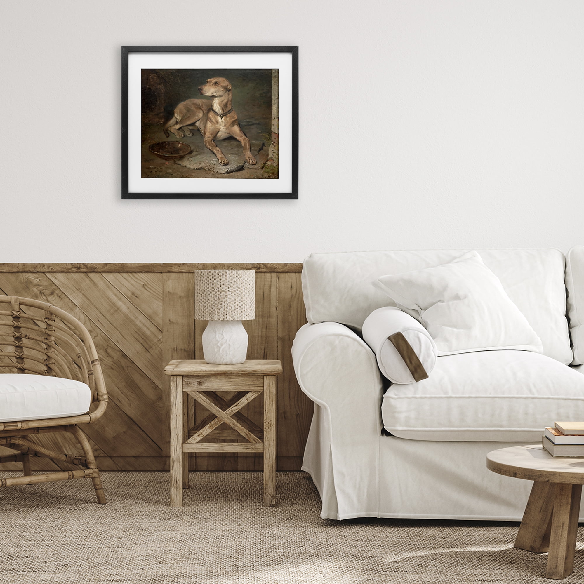 Stupell Industries Historical Dog & Bowl Black Framed Print Under Glass, design by Lil' Rue