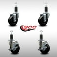thumbnail image 2 of 3.5 Inch SS Hard Rubber Wheel Swivel 1-1/4 Inch Expand Stem Caster Set 2 Brakes, 2 of 2