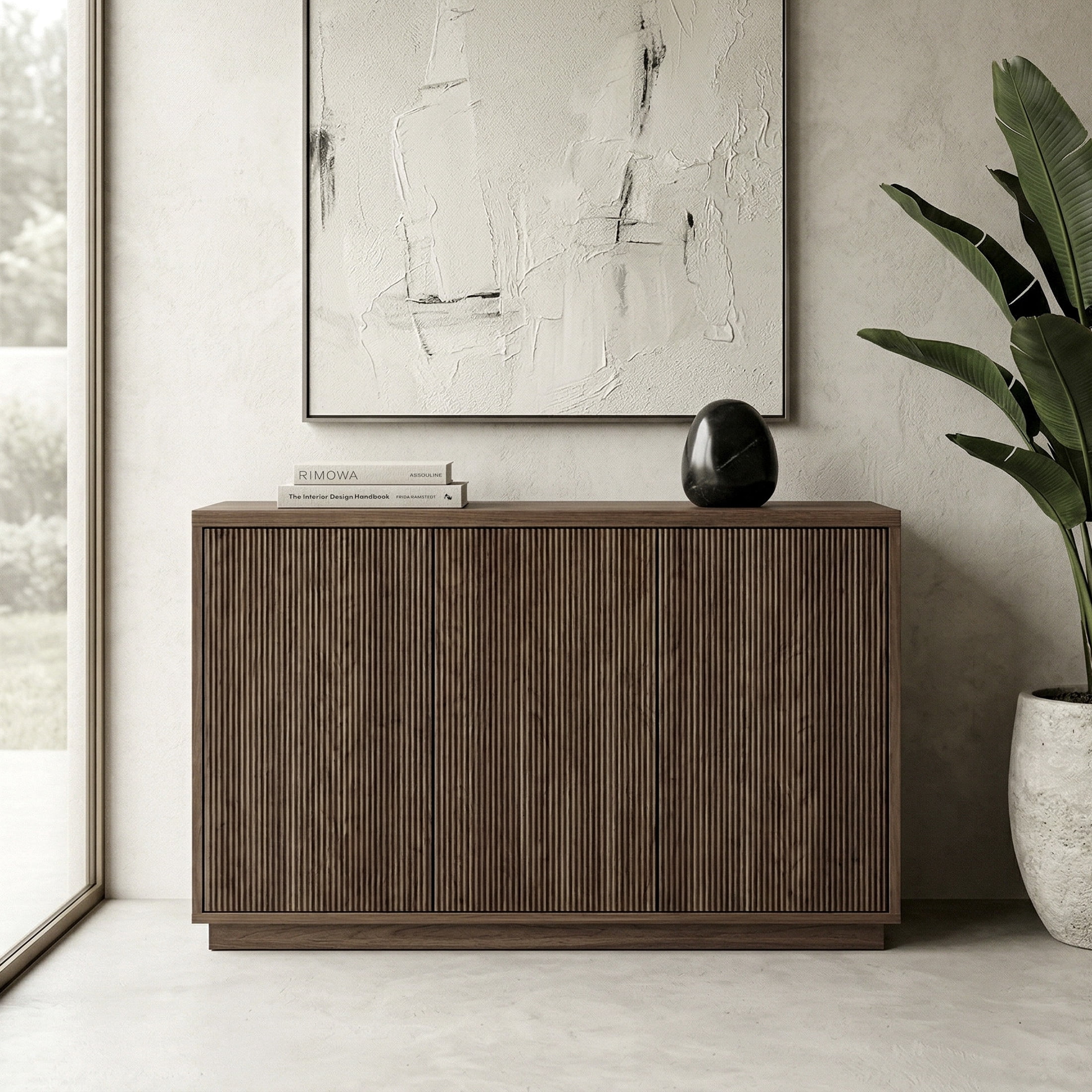 Evelyn&Zoe Modern/Contemporary 48" Wide Satin Walnut Buffet Table