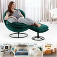 thumbnail image 7 of Velvet Swivel Accent Chair with Ottoman Set, Modern Lounge Chair with 360 Degree Swiveling Metal Base & Footrest, Comfy Single Sofa Chair for Living Room Bedroom, Reading Room, Home Office, Green, 7 of 7