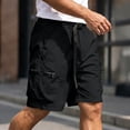 thumbnail image 3 of GSPCLAM Mens Plus Size Shorts Stretchy Summer Quick Dry Roomy Solid Classic Drawstring Elastic Waist with Zipper Pockets Athleisure Soft Shorts for Running Black XXL, 3 of 7