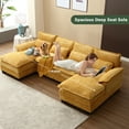 thumbnail image 6 of Villeston Modern U-Shape Sectional Sofa , 4 Seat Lounge Sleeper with Double Chaise for Living Room,Mustard Yellow, 6 of 9