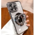 thumbnail image 3 of (Mirror ) Ripple Magnetic Kickstand Case for IPhone 15 14 13 12 Pro Max (Glitter Lens Protector ) (Sparkling Diamond ) Cover Comptible with Magsafe Pretty Cases (Silver,for iPhone 14 Pro Max), 3 of 12