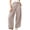 Khaki, variant on Utoimkio Women's Gingham Capri Pants Button High Waist Wide Leg Plaid Cropped Trousers with Side Pockets for Summer Daily Walking