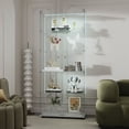 thumbnail image 3 of Tempered Glass Display Cabinet/Wine Cabinet/Storage Cabinet/File Cabinet with Bluetooth LED Light Strips, Door Lock, Tempered Glass Top & Bottom Casters for Easy Movement (White), 3 of 9