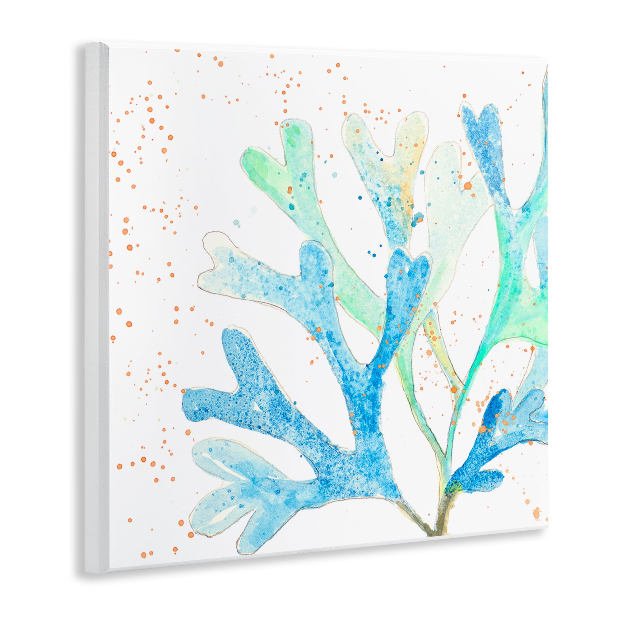 Stupell Industries Modern Blue Coral Coastal Painting Unframed Art Print Wall Art, 12 x 12