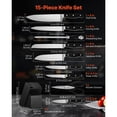 thumbnail image 2 of KFFKFF Kitchen Knife Set with Block and Sharpener, 15 Piece High Carbon Stainless Steel Sharp Knife Set, Kitchen Cutlery with Crack-Resistant Handle, Sharpening Rod and Wooden Block, 2 of 9