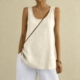 thumbnail image 2 of Linen Tops for Women Comfy Lounge Wear Summer Sleeveless Crewneck Shirt Casual Blouse Loose Fit Gauze Cami Shirts Beige XL, 2 of 5