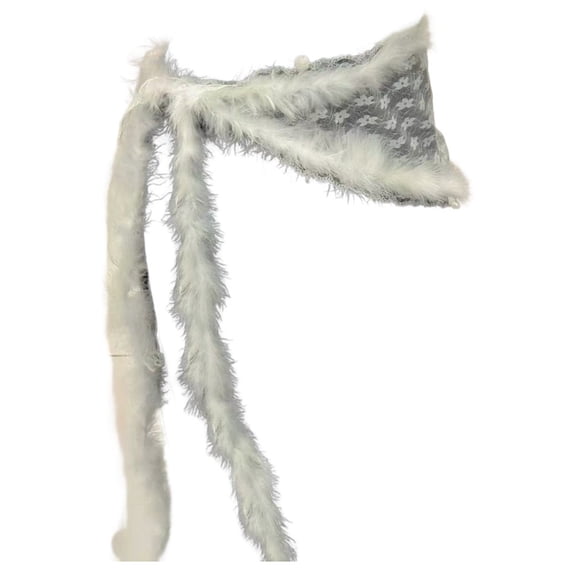 Jiibva Punk Fashion Lace Triangle Scarf Belt with Soft Plush Fringe, Multi Purpose Street Dance Waistband Belt Accessory