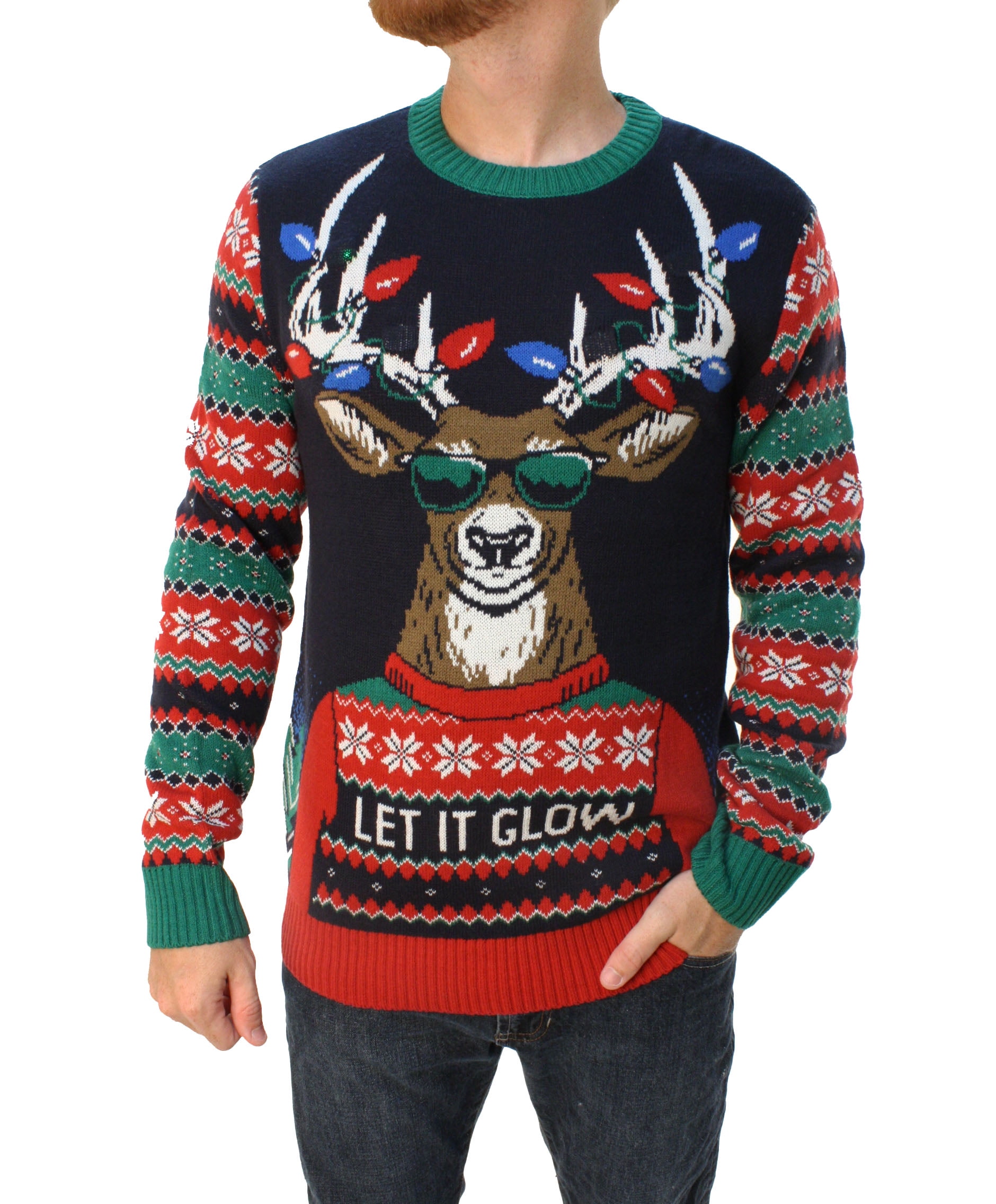 Ugly Christmas Sweater - Ugly Christmas Sweater Men's Let It Glow ...