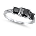 thumbnail image 4 of CHOOSE YOUR COLOR Square Princess Cut Black CZ Ring .925 Sterling Silver Band Female Size 8, 4 of 4