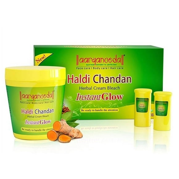 Aryanveda Haldi Chandan Herbal Bleach Cream (250g) for face and body, Radiant Skin, Natural Glowing