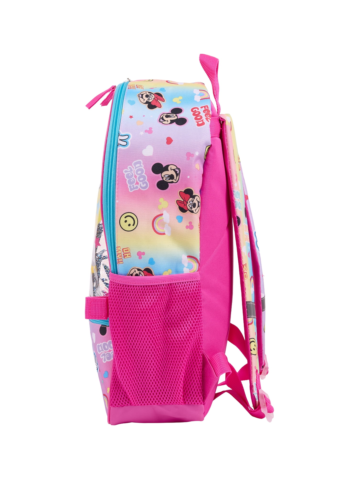 Disney Minnie Mouse Girls "Choose Happy" Rainbow 17" 2-Piece Backpack & Lunch Set, Pink