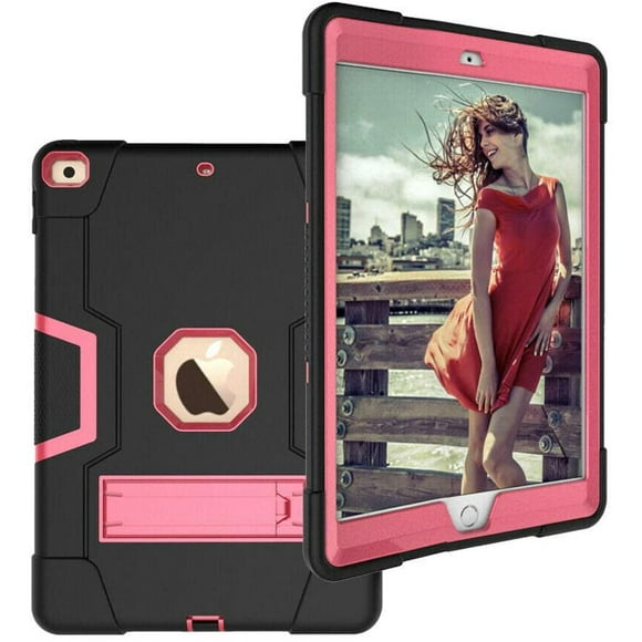 Mignova for New iPad 7th Generation 10.2" 2019 / iPad 10.2 Case, Hybrid Rugged Heavy Duty Defender Shockproof Protective with Built-in Kickstand for Apple iPad 10.2 Inch 2019 (Black/Pink)
