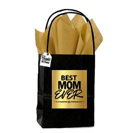 Black & Gold Best Mom Ever Themed Mothers Day Mum birthday Small Party Favor Gift Bags Tags