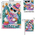 thumbnail image 2 of Welcome Christmas Rock and Roll Snowman Decorative Garden Flag, Pink Guitar Xmas Tree Winter Holiday Yard Outside Decorations, Funny Burlap Outdoor Small Home Decor Double Sided 12 x 18, 2 of 6